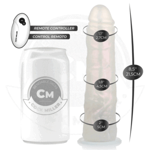 COCK MILLER – DILDO COM VENTOSA, LUZES E VIBRAÇÃO COM CONTROLE REMOTO BRANCO 19,5 CM