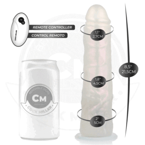 COCK MILLER – DILDO COM VENTOSA, LUZES E VIBRAÇÃO COM CONTROLE REMOTO BRANCO 21,5 CM