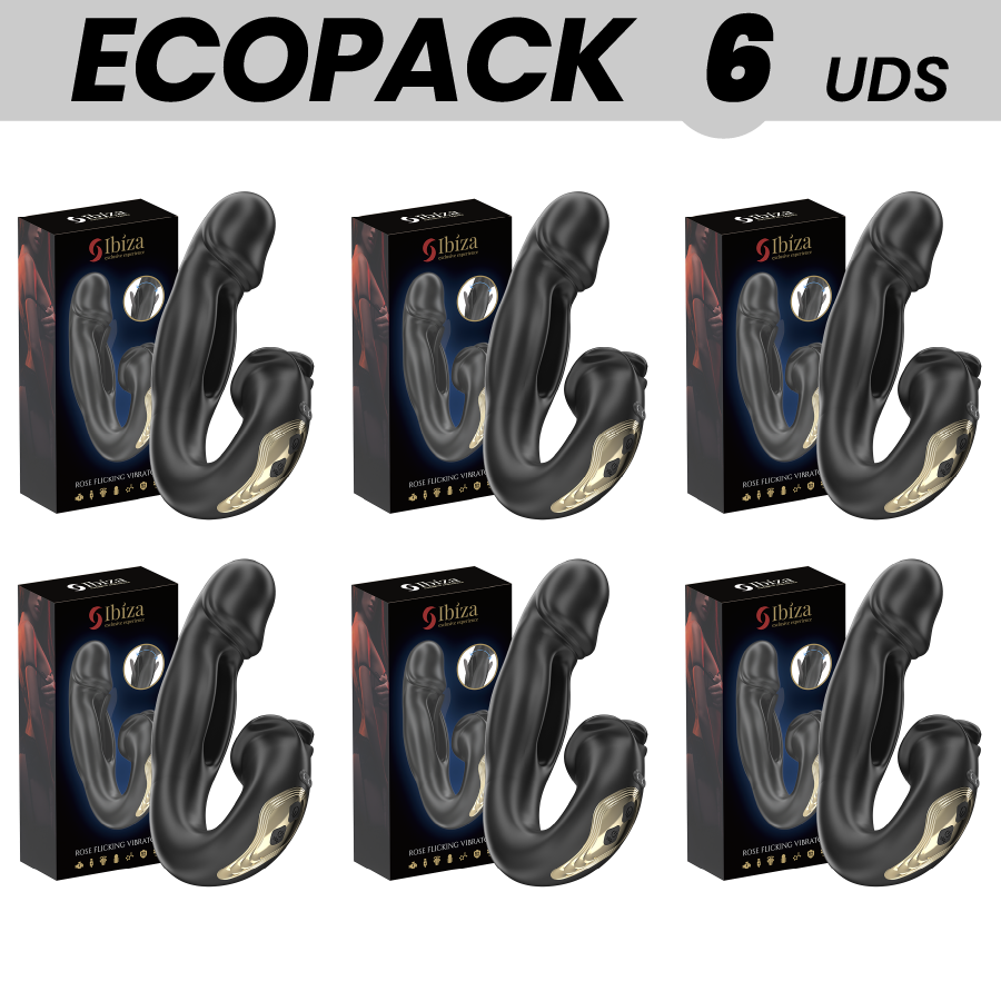 Mercadox ECOPACKS 6 UNIDADES - VIBRADOR IBIZA ROSE COM EFEITO DE PRESSÃO E ESTIMULADOR DE CLITÓRIS