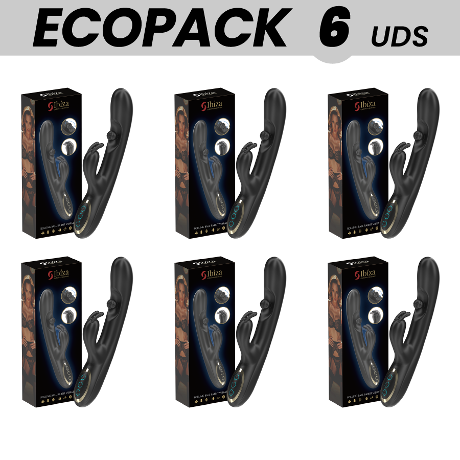 Mercadox ECOPACKS 6 UNIDADES - IBIZA PODEROSO VIBRADOR RABBIT COM PÉROLA ROLANTE MASSAGEADORA