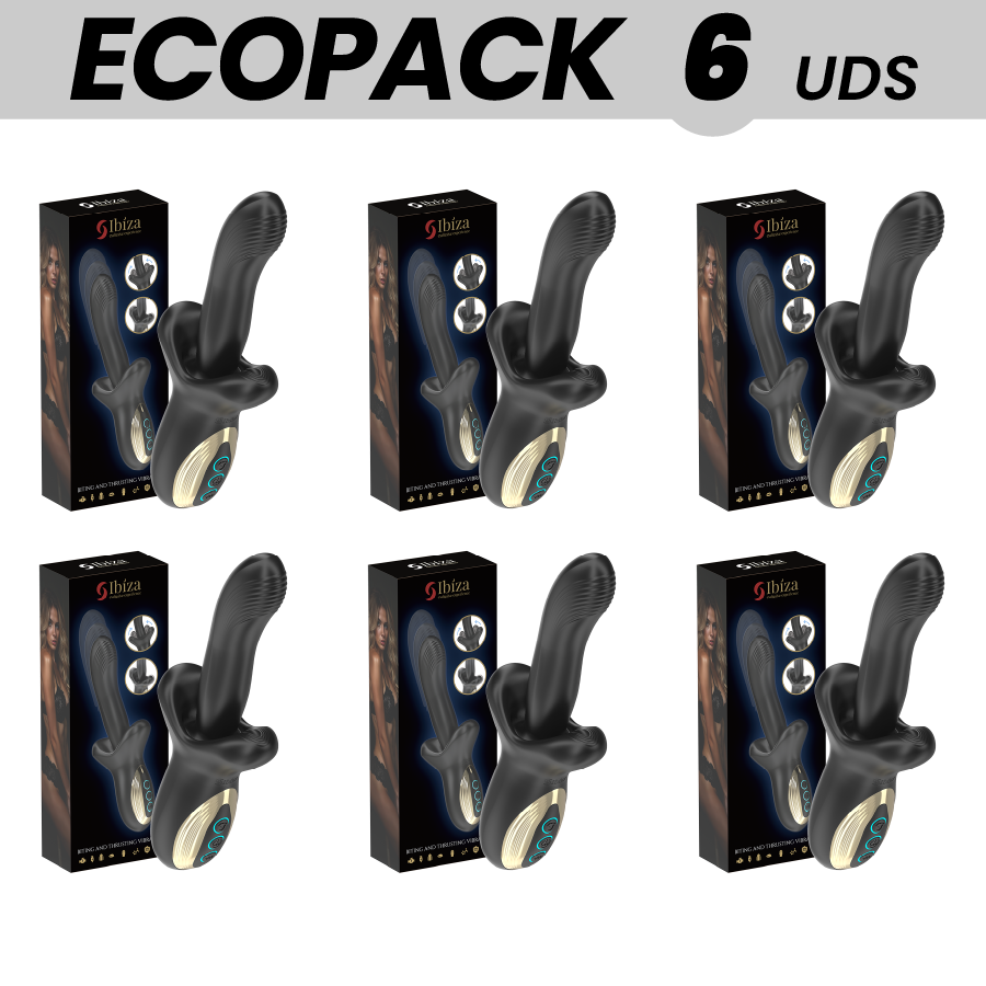 Mercadox ECOPACKS 6 UNIDADES - IBIZA VIBRADOR PODEROSO COM EFEITO DE IMPULSÃO E MORDIDA