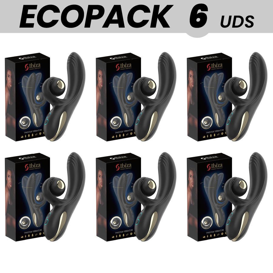 Mercadox ECOPACKS 6 UNIDADES - VIBRADOR IBIZA TWISTER COM ESTIMULADOR DE CURVA E VIBRO-ROTAÇÃO