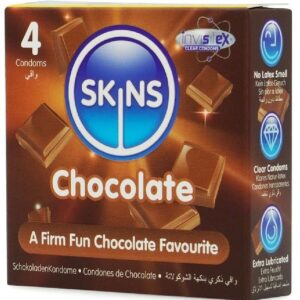 SKINS – PACOTE COM 4 PRESERVATIVOS CHOCOLATE PREMIUM