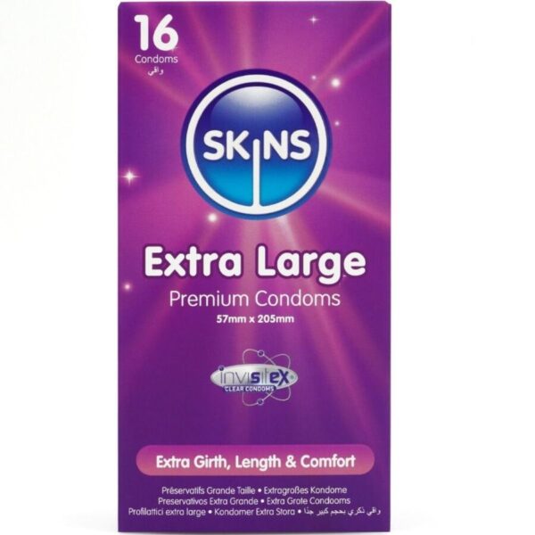 Mercadox SKINS - PRESERVATIVOS EXTRA GRANDE PREMIUM PACOTE COM 16