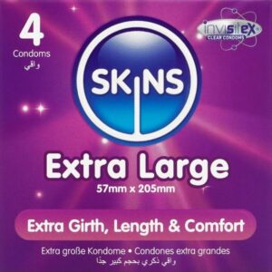 SKINS – PRESERVATIVOS EXTRA GRANDE PREMIUM PACOTE 4