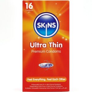 SKINS – PRESERVATIVOS ULTRA FINOS PREMIUM PACOTE COM 16