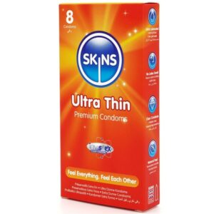 SKINS – PRESERVATIVOS ULTRA FINOS PREMIUM PACOTE COM 8