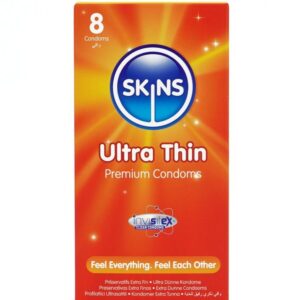 SKINS – PRESERVATIVOS ULTRA FINOS PREMIUM PACOTE COM 8