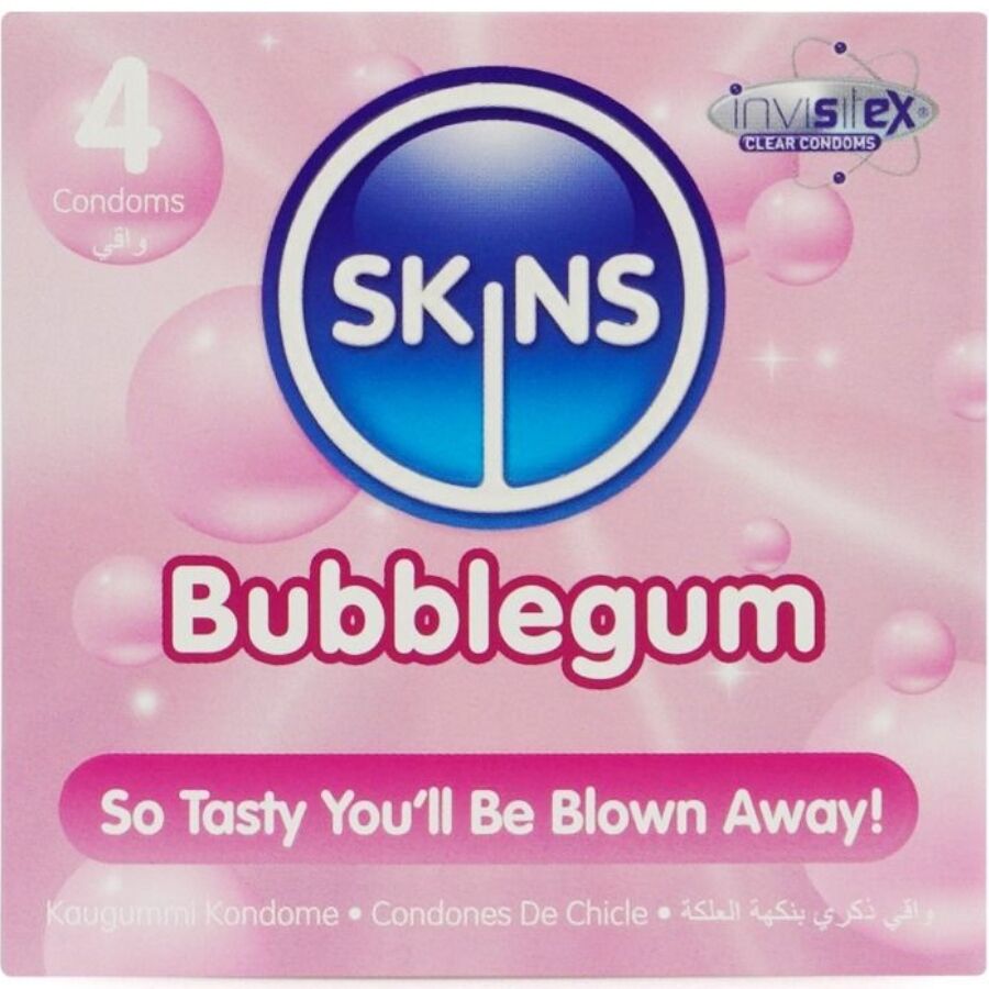 Mercadox SKINS - PRESERVATIVOS BUBBLEGUM PREMIUM PACOTE 4