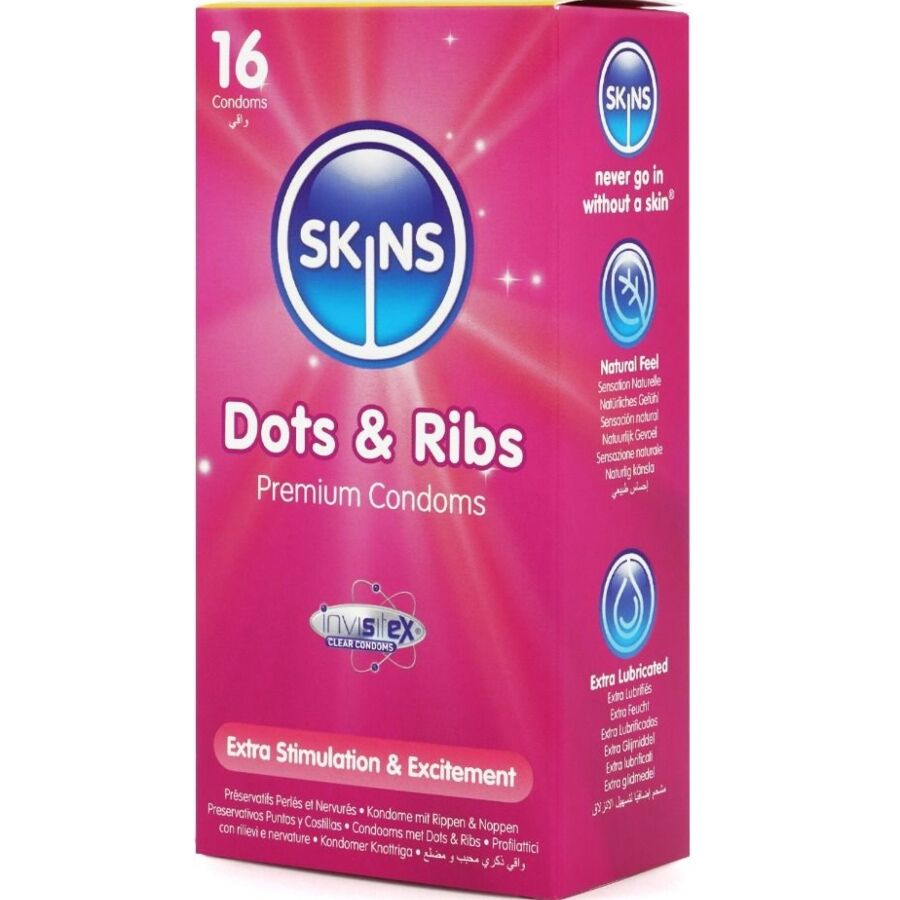 SKINS - DOTS & RIBS PREMIUM PRESERVATIVOS PACOTE COM 16 - Image 2