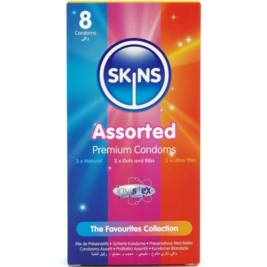 Mercadox SKINS - PACOTE COM 8 PRESERVATIVOS PREMIUM VARIADOS