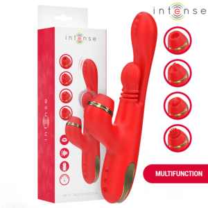 INTENSE – ESTIMULADOR DE CLITÓRIS MULTIFUNCIONAL KATY 4 CABEÇAS INTERCAMBIÁVEIS VERMELHO