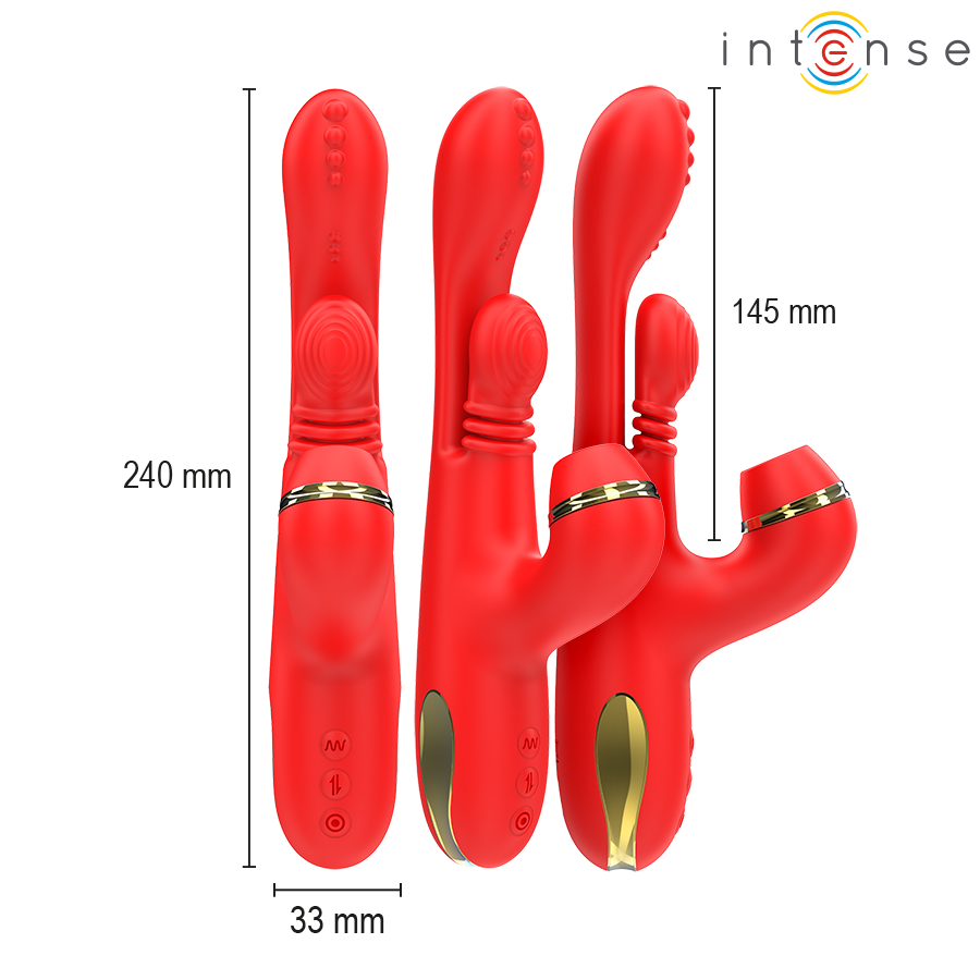 INTENSE - ESTIMULADOR DE CLITÓRIS MULTIFUNCIONAL KATY 4 CABEÇAS INTERCAMBIÁVEIS VERMELHO - Image 3