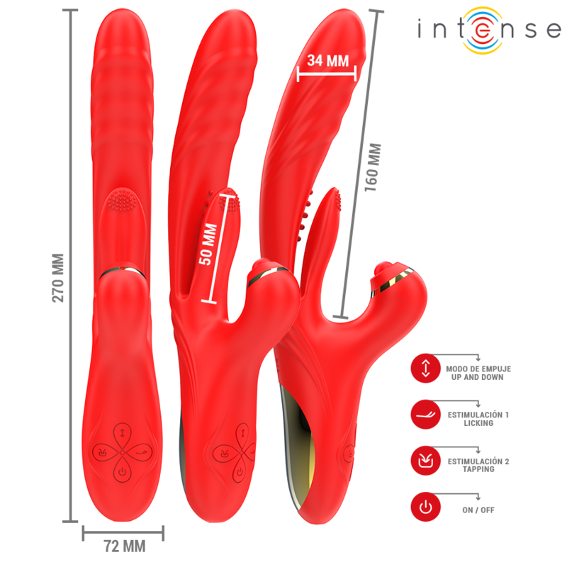 INTENSE - ROSALIA VIBRADOR MULTIFUNCIONAL 3 EM 1 VERMELHO - Image 3