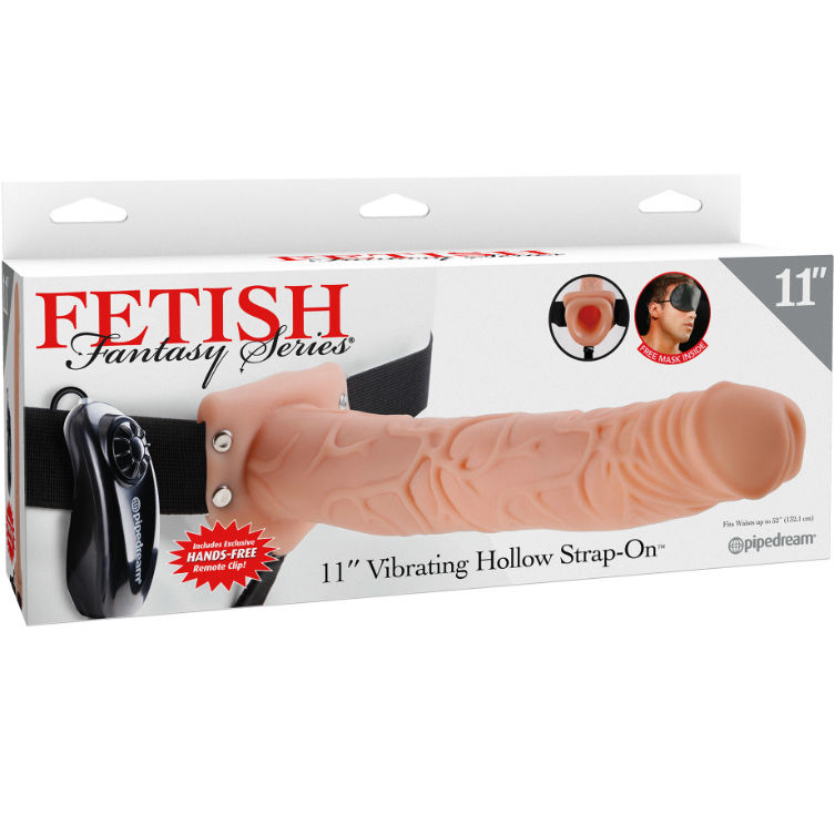 FETISH FANTASY SERIES - 11 HOLLOW STRAP-ON VIBRANDO COM BOLAS 27,9CM CARNE - Image 3