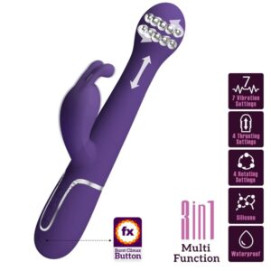 PRETTY LOVE – DEJON VIBRADOR COELHO 3 EM 1 MULTIFUNO ROXO