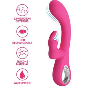PRETTY LOVE – NOVAK RABBIT VIBRADOR 12 VIBRAÇÕES ROSA