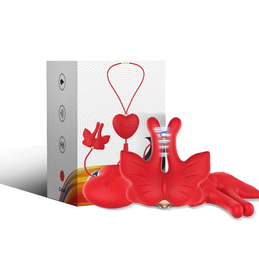 Mercadox ARMONY - GRAMPOS MAGNÉTICOS PARA MAMILOS COM VIBRAÇÃO FORMATO BORBOLETA VERMELHO