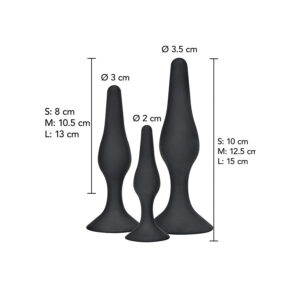 TOYJOY – ANAL PLAY CURVY COMPANIONS PLUG ANAL 3 PEÇAS PRETO
