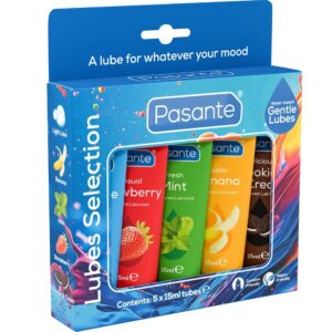 PASANTE – PACK LUBRIFICANTES SABORES SORTIDOS 5 UNIDADES X 15 ML