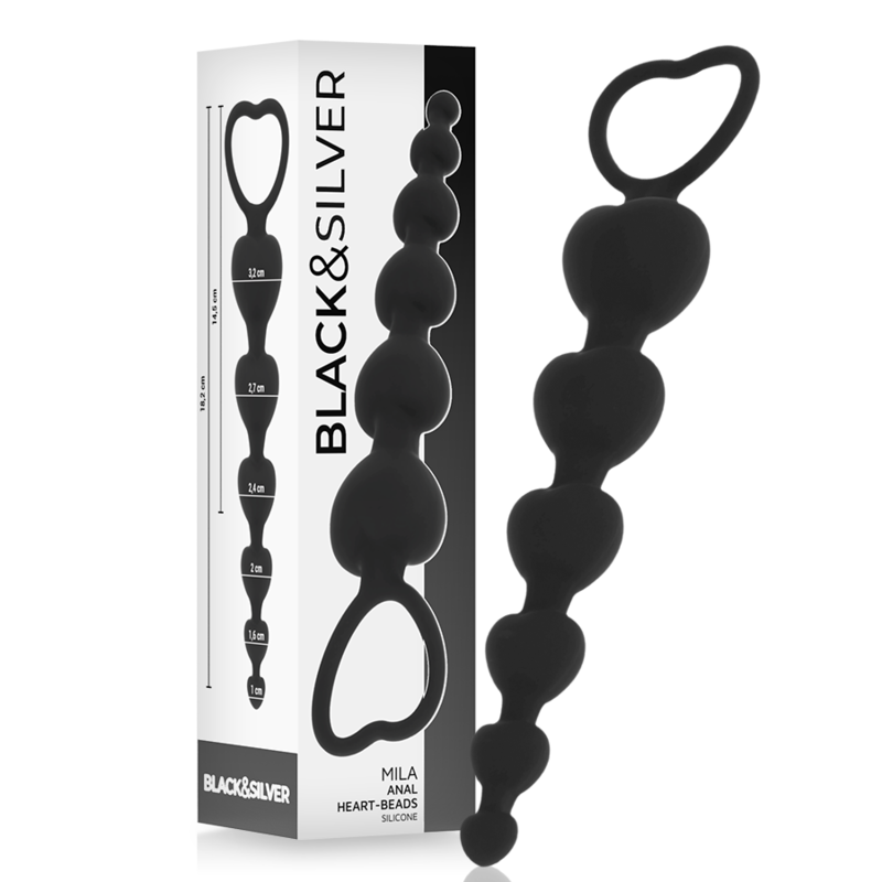 Mercadox BLACK&SILVER - CADEIA DE CORAÇÕES ANAL MILA 18 CM
