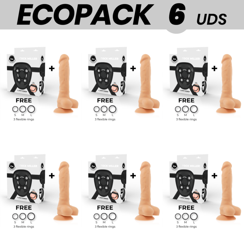 Mercadox ECOPACK 6 UNIDADES - COCK MILLER ARNÊS + DENSIDADE DE SILICONE ARTICULVEL COCKSIL 18 CM