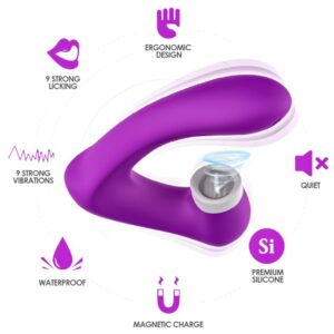 ARMONY – SECRETKISS LICKING CLITÓRIS VIBRATÓRIO E VIBRADOR CURVO ROXO
