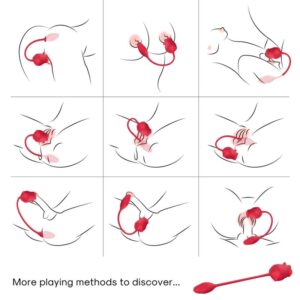 ARMONY – ESTIMULADOR DE SUCÇÃO E VIBRADOR 2 EM 1 ROSA 10 MODOS COM CAUDA VERMELHA