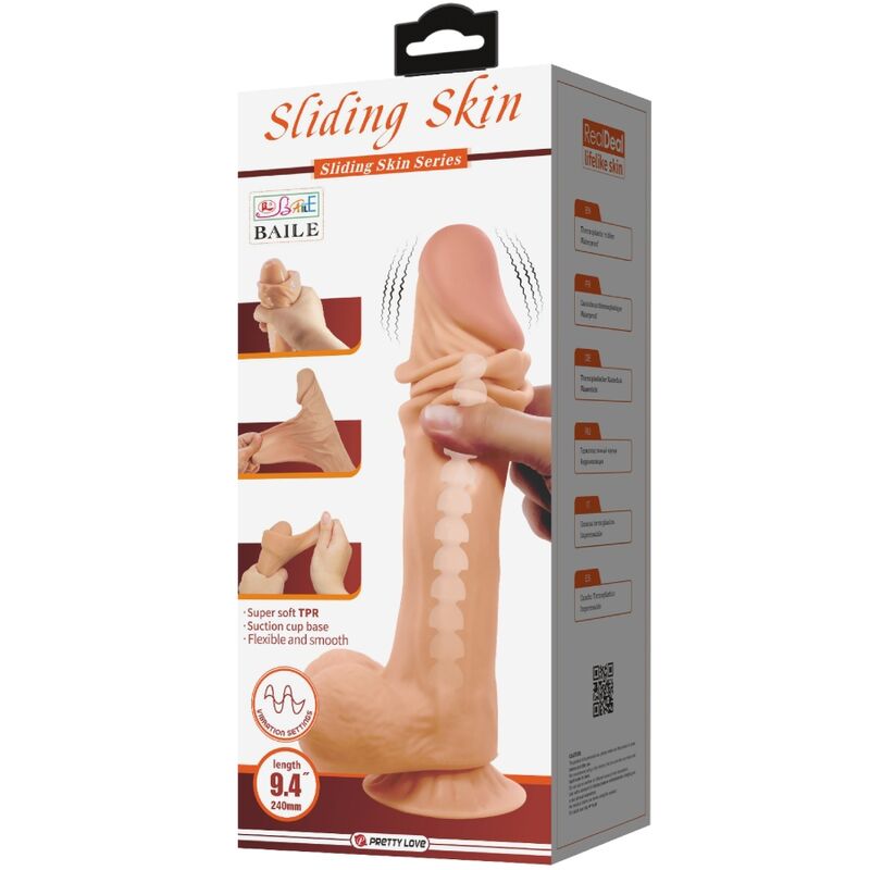 PRETTY LOVE - SÉRIE SLIDING SKIN DILDO REALÍSTICO COM VENTOSA DESLIZANTE PELE CONTROLO REMOTO CARNE 24 CM - Image 2