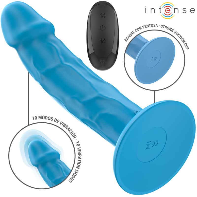 Mercadox INTENSE - VIBRADOR REALÍSTICO PHOEBE 10 VIBRAÇÕES CONTROLE REMOTO AZUL