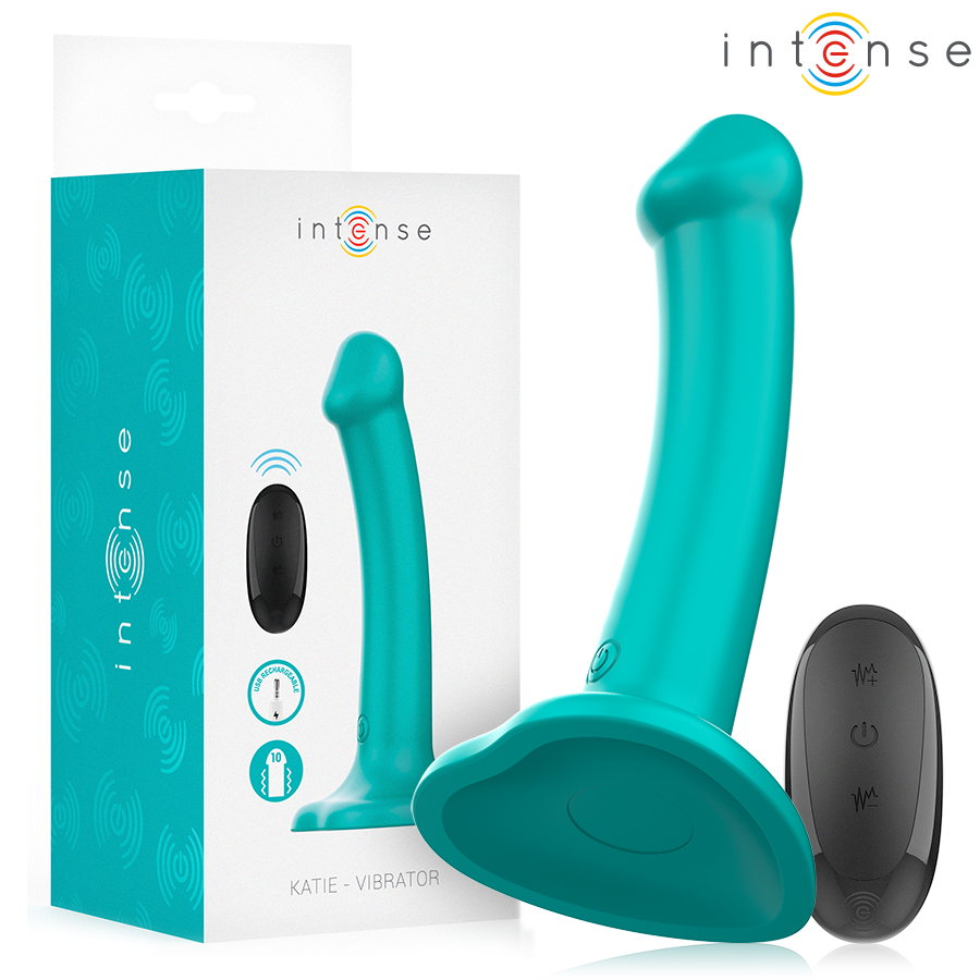Mercadox INTENSE - VIBRADOR KATIE COM VENTOSA 10 VIBRAÇÕES CONTROLE REMOTO AZUL