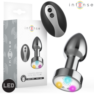INTENSE – PLUG ANAL DE METAL VIBRANTE COM LUZES LED E CONTROLE REMOTO – TAMANHO S