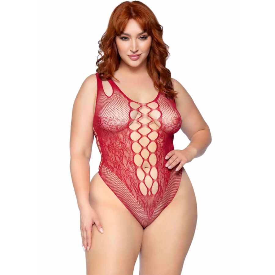 Mercadox LEG AVENUE - 81641X Body sem costura Borgonha Tamanho 1X/2X