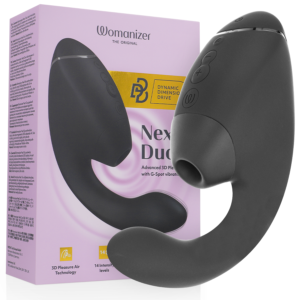 WOMANIZER – DUO NEXT ESTIMULADOR DUPLO DE CLITOR E PONTO G PRETO