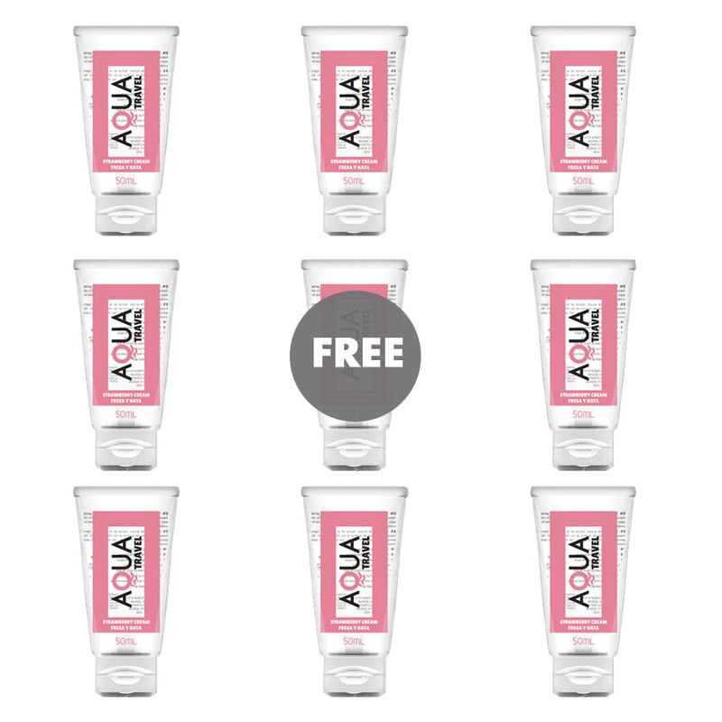Mercadox AQUA TRAVEL - LUBRIFICANTE À BASE DE ÁGUA COM SABOR DE CREME DE MORANGO AQUA TRAVEL - 50 ML 8+1 GRÁTIS