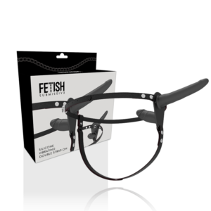 FETISH SUBMISSIVE HARNESS – VIBRADOR PRETO DE DUPLA PENETRAO