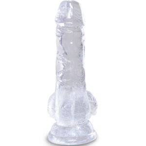 KING COCK – CLEAR PÊNIS REALÍSTICO COM BOLAS 10.1 CM TRANSPARENTE