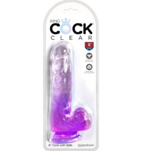 KING COCK – CLEAR PÊNIS REALÍSTICO COM BOLAS 13.5 CM ROXO