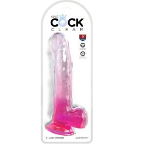 KING COCK – CLEAR DILDO COM TESTÍCULOS 20.3 CM ROSA