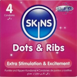 SKINS – DOTS & RIBS PREMIUM PRESERVATIVOS PACOTE 4