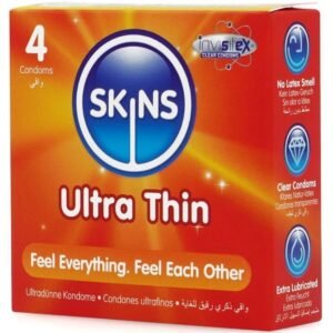 SKINS – PRESERVATIVOS ULTRA FINOS PREMIUM PACOTE COM 4