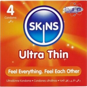 SKINS – PRESERVATIVOS ULTRA FINOS PREMIUM PACOTE COM 4