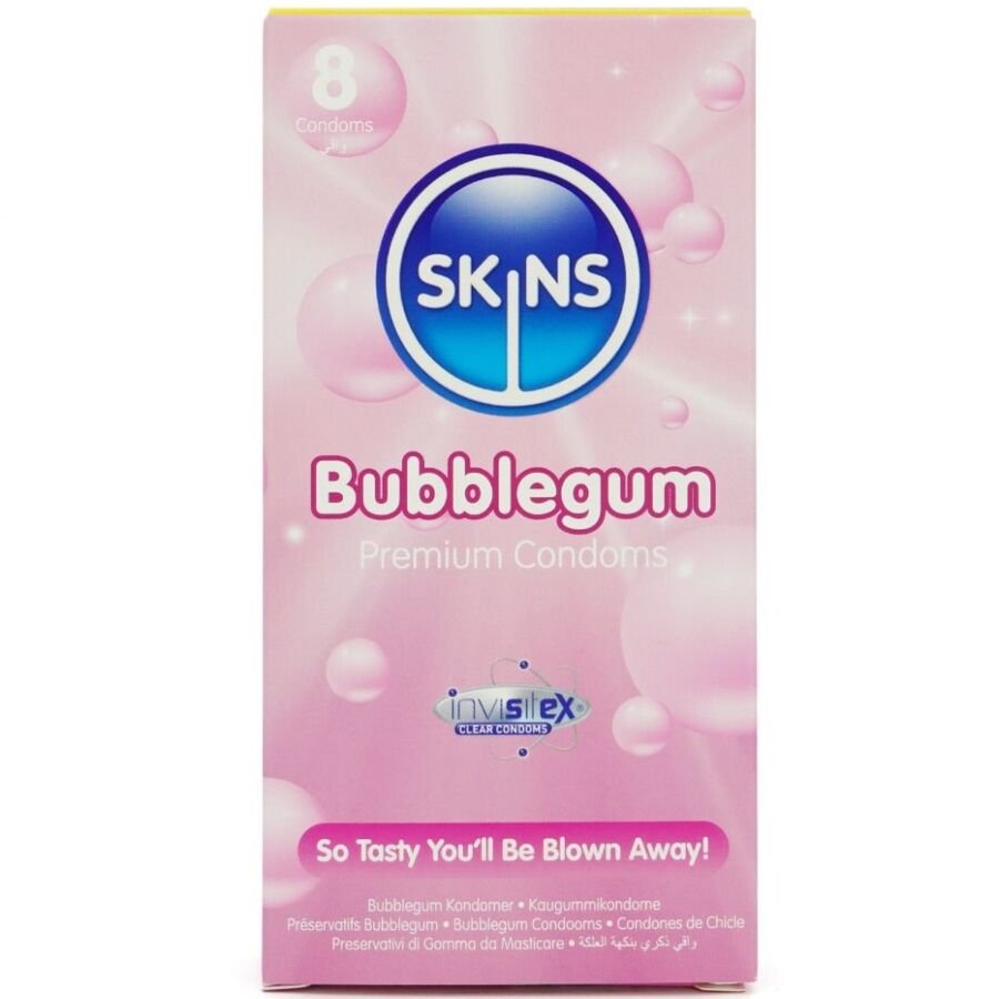 Mercadox SKINS - PRESERVATIVOS BUBBLEGUM PREMIUM PACOTE 8