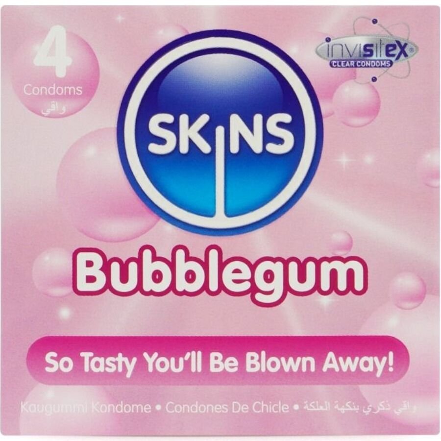 Mercadox SKINS - PRESERVATIVOS BUBBLEGUM PREMIUM PACOTE 4