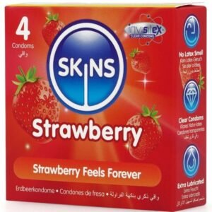 SKINS – PACOTE COM 4 PRESERVATIVOS PREMIUM DE MORANGO