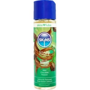 SKINS – LUBRIFICANTE SABOROSO À BASE DE ÁGUA COM SABOR DE HORTELÃ E CHOCOLATE 130 ML