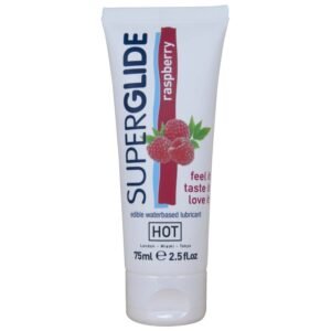 HOT – SUPERGLIDE LUBRIFICANTE COMESTÍVEL À BASE DE ÁGUA COM SABOR FRAMBOESA 75 ML
