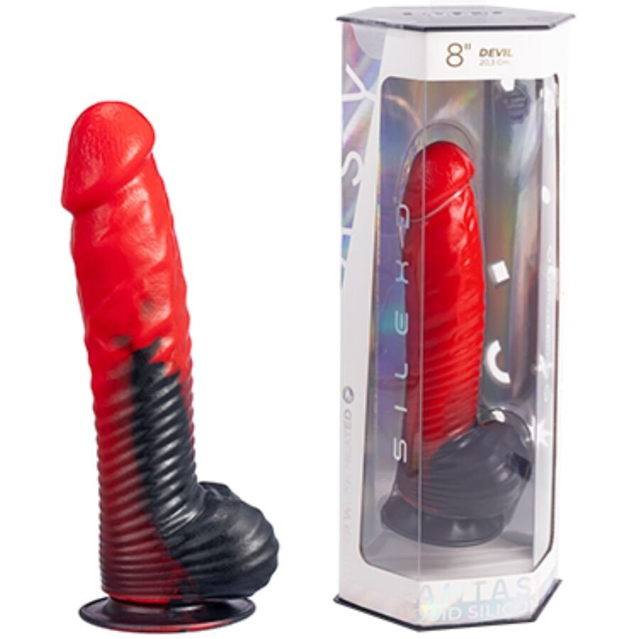 Mercadox SILEXD - DEVIL DILDO FANTASIA DE SILICONE LÍQUIDO TERMOREATIVO VERMELHO E PRETO 20