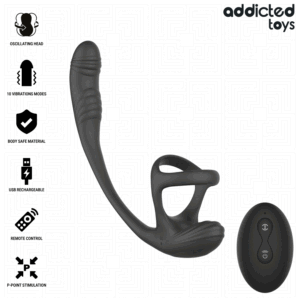ADDICTED TOYS – PLUG ANAL COM VIBRAÇÃO, OSCILAÇÃO 360º E ESTIMULADOR DE TESTÍCULOS