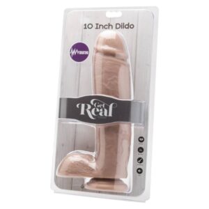 GET REAL – DILDO 25,5 CM COM BOLAS VIBRADOR PELE